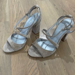 Nude color suede sandals